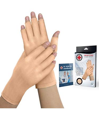 Nude Full Fingered Gloves for Women and Men: Arthritis Joint Pain Relief Compression Gloves for Comfortable Daily Tasks Medium Open Tip
