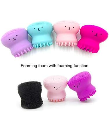Silicone Facial Cleansing Brush Cute Animal Octopus Silicone Manual Cleaning Brush for Deep Cleansing Gentle Exfoliating Skin Massaging for All Skin Type Bagged/Purple - Buy Online on GoSupps.com