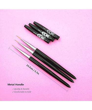 FULINJOY Nail Art Liner Brushes Set - 7mm/9mm/11mm Metal Handle Drawing Pens - UV Gel Painting Design Tools - 3PCS Black - Buy Online on GoSupps.com