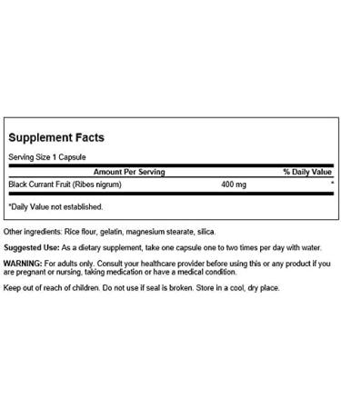 Swanson Full Spectrum Black Currant 400mg - 60 Capsule Pack (2 Pack) - Premium Antioxidant Supplement for Immune Support - International Shipping Available - Buy Online on GoSupps.com