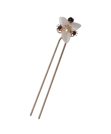 minkissy 1pc Retro Style Hairpin Metal Hair Fork Wedding Hair Pins Pearl Hairpin Stick Hair Sticks for Women Wedding Hair Accessories Retro Floral Hairpin Tiara The Flowers Women's Hat Miss
