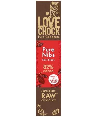 Lovechock - Raw dark chocolate bar 82% with cocoa bean nibs 40g - Sold per unit - Buy Online on GoSupps.com