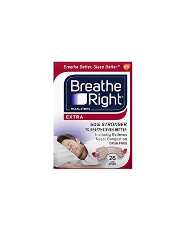 (52)Breathe Right Nasal Strips Extra 50% Stronger 1-Size(2-NEW Boxes x26ct 52ct)