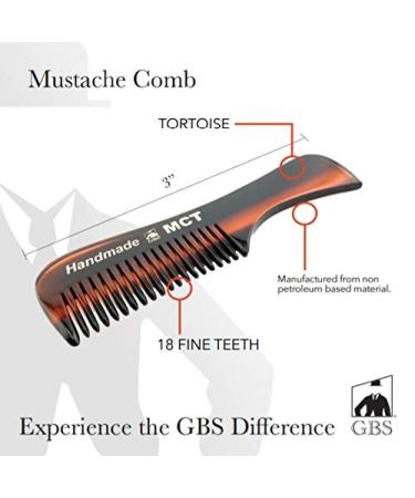 GBS MCT Stylish Pocket Comb Beard and Mustache Grooming comb for Men Daily Base Tortoise Hand-Made Cellulose Acetate Use for Home  Travel  and Office (3" long) Pack of 3 .MCT - Buy Online on GoSupps.com