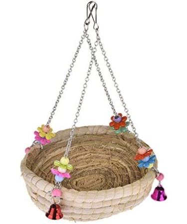 Woven Straw Nest Bed Large Bird Swing Toy with Bell for Parrot Cockatiel Parakeet and More - Perfect Cage Perch for Various Small to Medium Birds and Small Pets - Buy Online on GoSupps.com