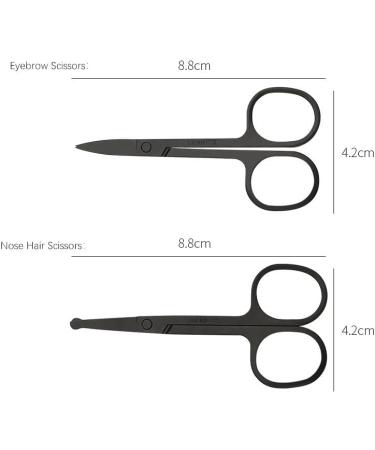 Stainless Steel Shaving Scissors Set for Men and Women - 2pcs Pointed & Round Nose Hair Makeup Tools, Ideal for Home and Salon Use (Black) - Buy Online on GoSupps.com