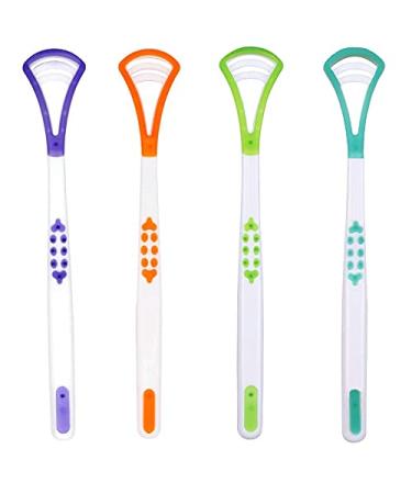 Probrother Tongue Scraper and Tongue Brush(4 Pack) Great for Oral Care Help Fights Bad Breath and Freshen The Breath Tongue Cleaner for Adults and Kids Easy to Use