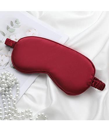 LCBD Silk Satin Sleeping Eye Mask Burgundy Sleep Eye Night Blindfold for Women and Men Eyeshade Cover With Satin Hair Scrunchies and Ear Plugs Wedding Bridesmaid Gift
