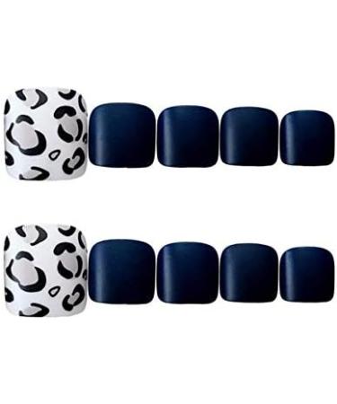 24pcs Black Press On Toenails Short Matte False Toenails with Leopard Decoration Design Acrylic Fake Feet Nails for Women - Buy Online on GoSupps.com