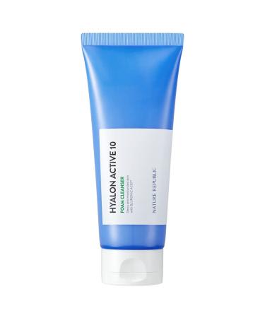Daily Smoothing Face Foam Cleanser - Nature Republic Hyalon Active 10 Korean Skin Care for Sensitive Dry Normal Bluronic Acid Mineral Acids Nourish 150ml/5.07Oz