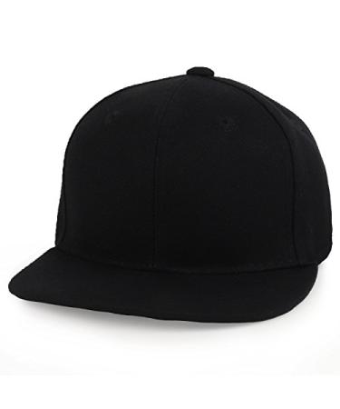 Trendy Apparel Shop Infant to Toddler Kid's Plain Structured Flatbill Snapback Cap One Size Black