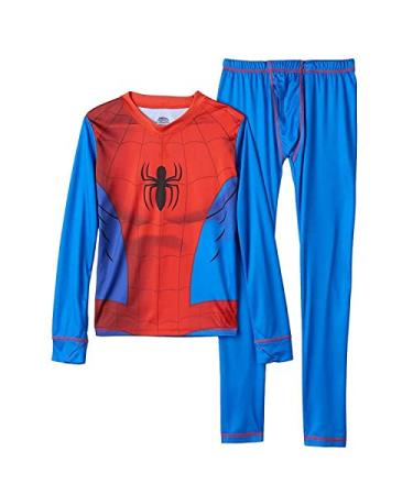 Centric Brands Cuddl Duds Boys' Marvel Spider-Man 2-Piece Stretch Poly Long Underwear Set (Large) Blue