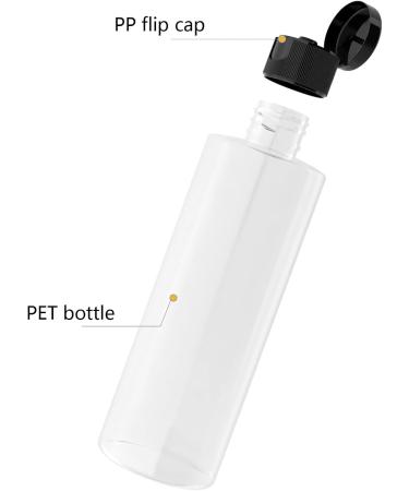 Zeoabsy 12-Pack 200ml Transparent PET Plastic Bottles with Black Hinged Lid - Ideal for Cosmetic Fluids & Travel - Buy Online on GoSupps.com