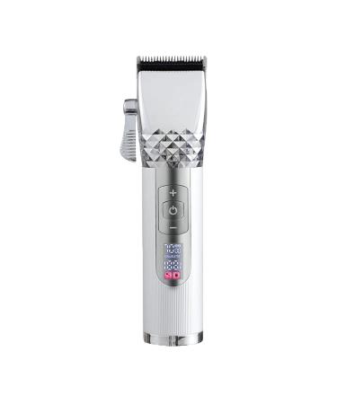 Lanlousy Men Rechargeable Hair Trimmer Cordless HairTrimmer Metal Liquid Crystal Digital Display HairTrimmer Silver