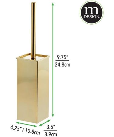 mDesign Citi Collection Toilet Bowl Brush and Holder - Modern Steel Design for Bathroom Storage and Organization - Compact and Sturdy, Soft Brass Finish - Buy Online on GoSupps.com