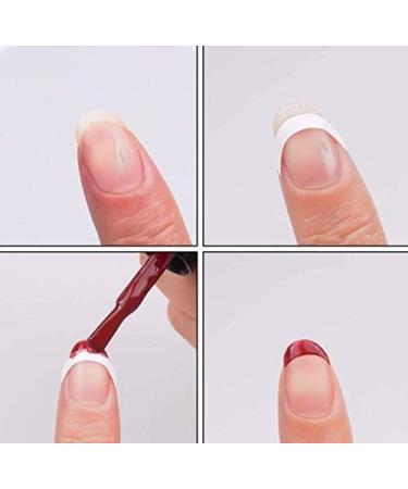 QUUPY 3Sheet/144PCS French Self-adhesive Manicure Nail Art Stickers Moon Shape Teardrop Nail French Tip Guides Stickers for Manicure DIY Decoration - Buy Online on GoSupps.com