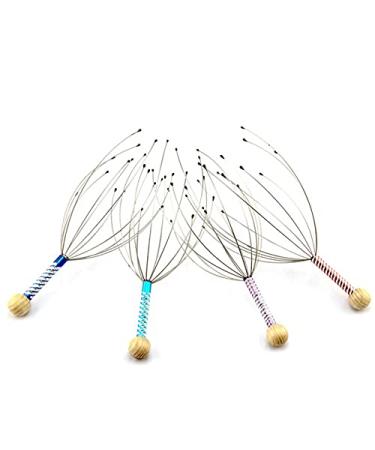 Greattangle-u relaxing head massage Head gripper engraved steel wire head massager Stress reduction scalp massager random color