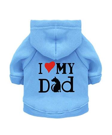 Clopon Pet's Hoodie Coat Love My Mom Printed Shirts Warm Sweater Outdoor Hooded Sweatshirt Dogs Clothes Blue B X-Small