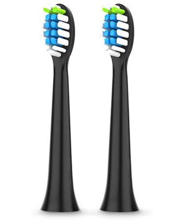 TOLVII Toothbrush Replacement Heads Refill 2 Count (Black)