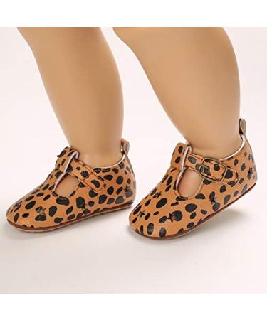 Baby Girl's First Walking Shoes - Mary Jane PU Leather Anti-Slip Princess Shoes | Infant Baby Shoes 0-6 Months | C Leopard Pattern - Buy Online on GoSupps.com