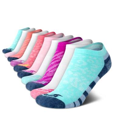 Avia Girls' Socks - 10 Pack Athletic Low Cut No Show Cushioned Liners Denim Assorted Medium