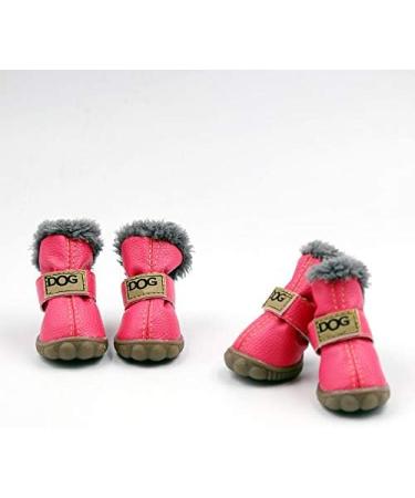 Pihappy Warm Winter Dog Boots XS Pink - Skidproof Snowman Paw Protectors 4PCS - Buy Online on GoSupps.com