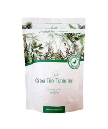 VivaNutria Bio Green Trio 4000 tablets/pressed pellets made from Spirulina Chlorella & Barley Grass I no additives I vegan 1000g