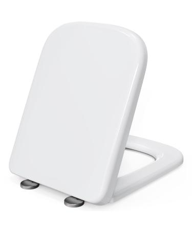 Square Toilet Seat White Soft Close Toilet Seat Quick Release Toilet Lid Cover Heavy Duty UF Material 04c Little Surprise 04b