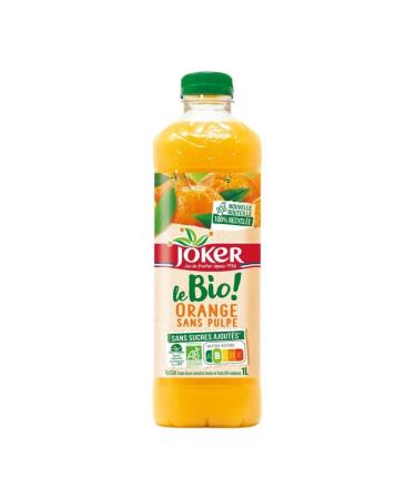 JOKER - Organic Orange Without Pulp 1L - Pack of 4 - Sold in Packs