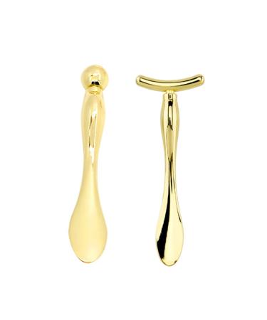 2pi ces Set De Outils De Beaut Pour Yeux Spatule Et Cuill re De Masque Pour Massage claircissant Et Application De Contour Des Yeux Dor