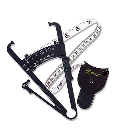 Care Touch Skinfold Body Fat Caliper Set, Measure Tape Included