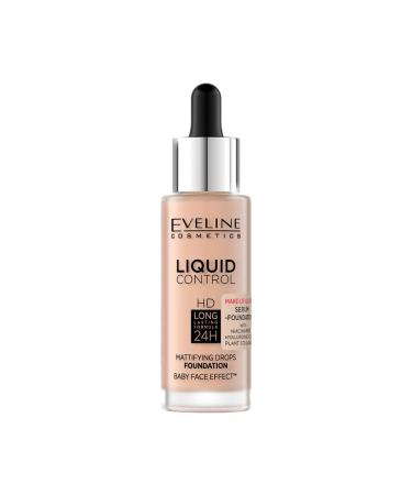 Eveline Cosmetics Liquid Control HD Liquid Foundation with Niacinamide and Hyaluronic Acid - No. 050 Golden Beige