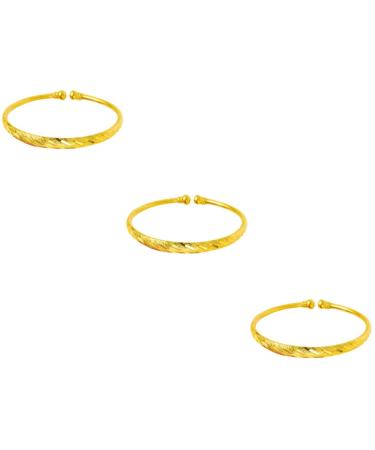 VALICLUD 3 Pcs Couple Gifts Open Bracelets Gold Cuff Bangle Charm Bracelet For Couples Birthday Bangle Gifts Bond Bracelets for Bangles The Gift Golden Bracelet Ladies Friendship To Open