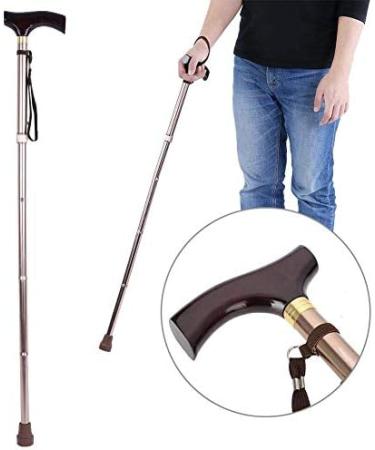 Foldable Walking Cane for Men Women Wooden Handle Foldable Elderly Safety Walking Stick Guide Blind Cane Crutch Bronze Folding Cane Innovate - Buy Online on GoSupps.com