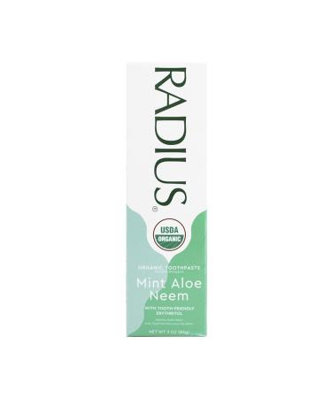 RADIUS USDA Organic Toothpaste 3oz Non Toxic Chemical-Free Gluten-Free Designed to Improve Gum Health & Prevent Cavity - Mint Aloe Neem - Pack of 1 Mint Aloe Neem Pack of 1