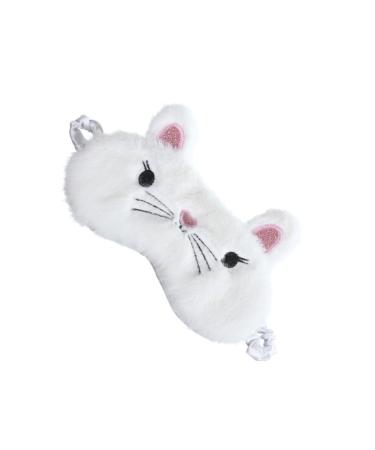 minkissy Cat Design Sleeping Mask Soft Breathable Eye Mask For Night Naps Work Comfortable Elastic Band 195*95cm white