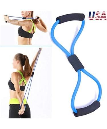 BESPORTBLE Resistance Tube with Handle - 8-Shaped Exercise Cords for Home Fitness & Chest Expansion - Blue Workout Band - Buy Online on GoSupps.com