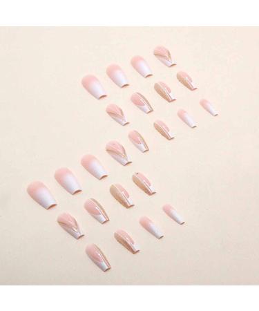Foccna Pink Fake Nails - French Glitter Acrylic Long Press-On Nails | 24PCS Full Cover Nail Tips for Women & Girls - Buy Online on GoSupps.com