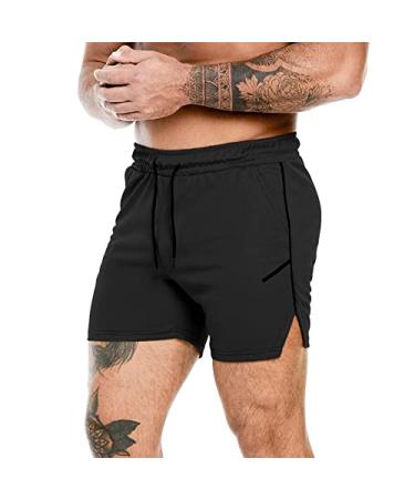 PIDOGYM Men's Workout Running Shorts 5 Inch, Lightweight Mesh Gym Athletic Fitted Short Pants for Bodybuilding Training Black X-Large