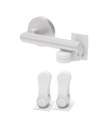 Child Proof Door Lever Lock - Door Handle Lock - 3M Adhesive - Minimalist Design - No Drilling Child Safety Door Handle Locks by Inaya. (2 Pack)