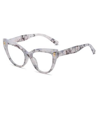 PARWANA Anti Eyestrain Cat-Eye Reading Glasses Retro Computer Readers Presbyopic Glasses Flat Light Mirror for Women +0.00 Gray-flowers