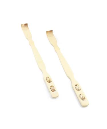 Back scratcher made of bamboo massager with 2 rollers for neck legs feet