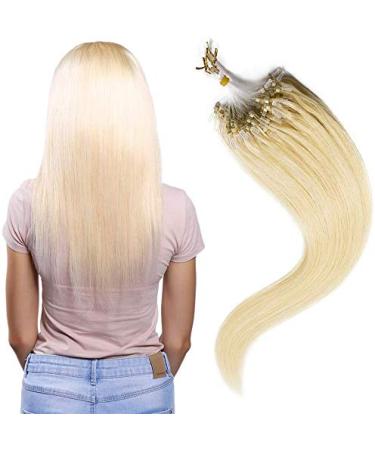 SEGO microring extensions real hair 0.5g/strands hair extensions micro loop 100% human hair 50g/pack Hellblond#613 22 "(56cm) -50g