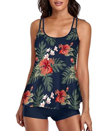 Dropship Women Floral Tankini Tummy Control Swimwear Tank Top