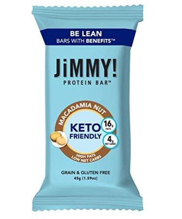 JiMMY! Keto Protein Bar, Keto Friendly, Macadamia Nut, 12 Count - Energy Bar with Low Net Carb, Low Sugar, Gluten Free