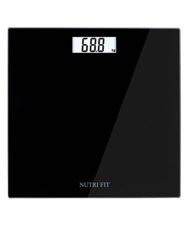 NUTRI FIT Digital Bathroom Scale Body Weight Scales 400 lbs Ultra Slim Most Accurate for Gym Yoga Studio with Large Backlit Display, Black Standard Weight Scale