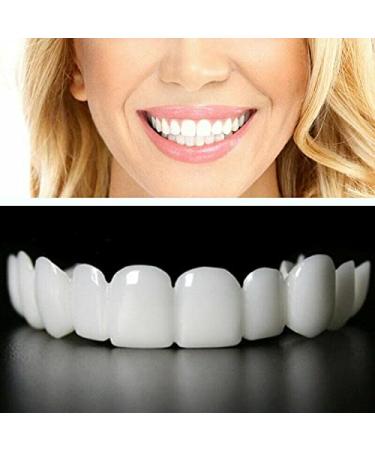 CHNLML Denture Teeth Temporary Fake Teeth Snap on Veneers, Simulation Braces Snap On Smile Tooth Cover Perfect Whitening One Size Fits Most Comfortable Denture to Make,Fix Confident Smile (2 Pcs)