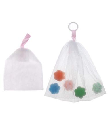 Bubble Net Drawstring Shower Bags Natural Drawstring Bags Exfoliating Bag Holder Foam 3 Pack