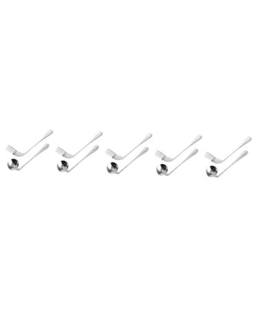 Lurrose 5 sentences cutlery for the left hand stainless steel dishes of blown -in tablespoons for older people Utensils forks Food foods old stainless steel arch 17x4.5cmx5pcs as shown x 5 pieces