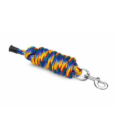 Connection trick for horses and ponies start hard pp rope 2m with classic carabiner hook and panic (royal blue/yellow/red snap) royal blue/yellow/red carabiner hook